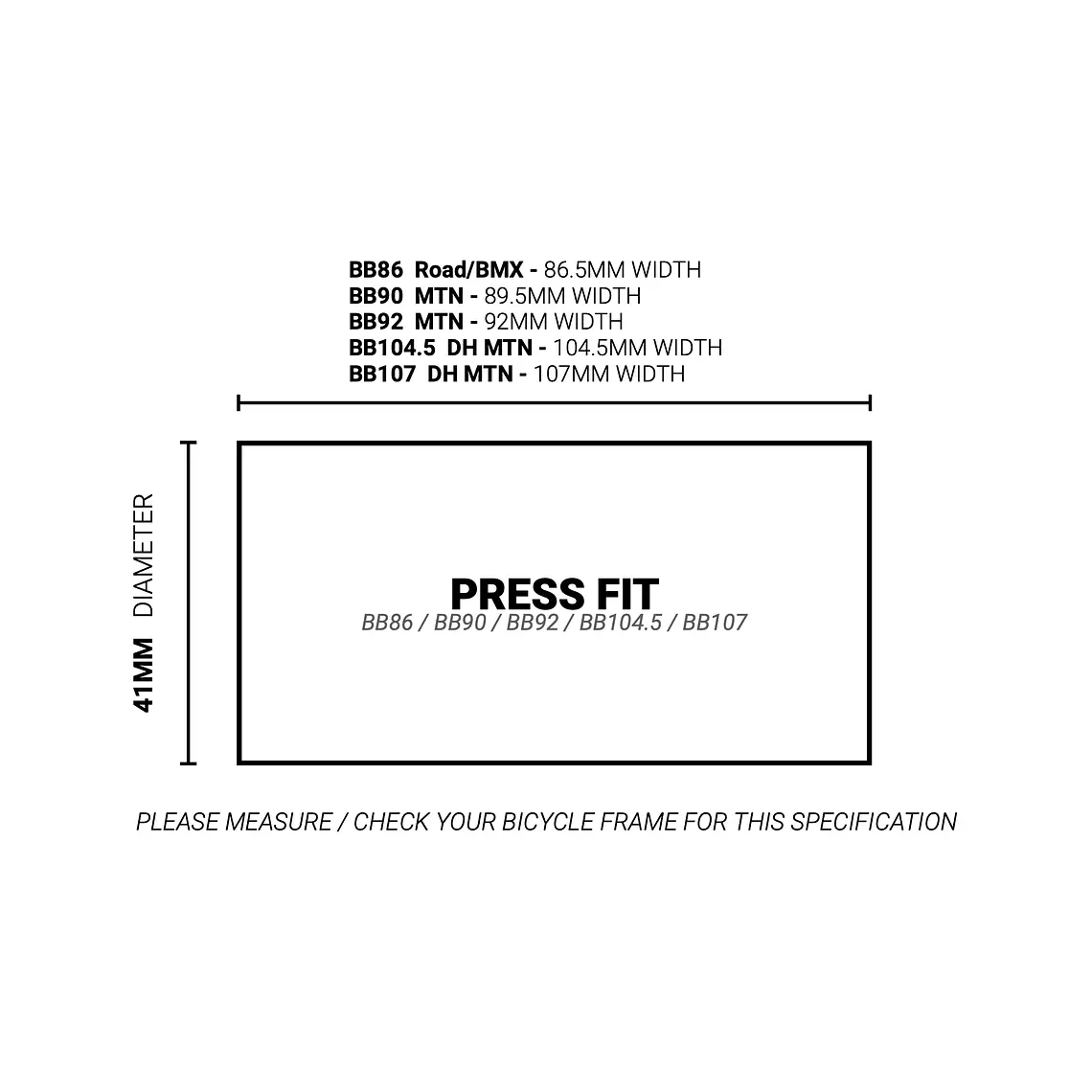 MOTOR PRESSFIT 41MM (CAJA BB86/90/92/DH 104.5/DH 107) PARA BIELAS EJE M30 (30/28mm) 2