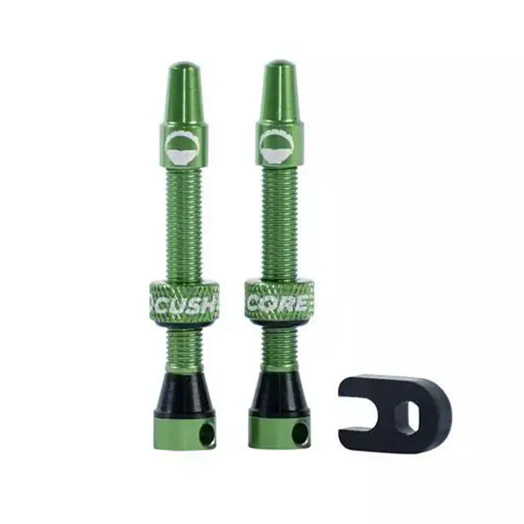 Válvulas CushCore Tubeless F/V Presta 44mm Aluminio Verde 2U 1