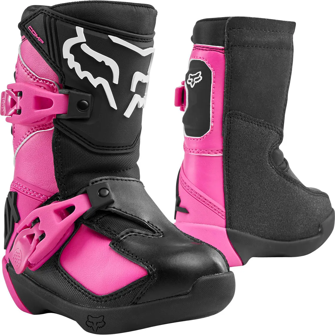 Botas Moto Infantil Comp K Negro/Rosado Fox 1