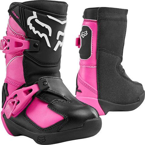 Botas Moto Infantil Comp K Negro/Rosado Fox