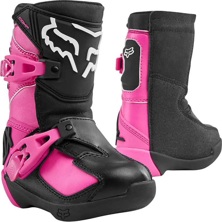Botas Moto Infantil Comp K Negro/Rosado Fox 1