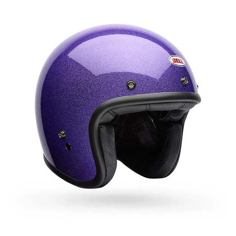 Casco Moto Calle Custom 500 Flake Morado Certificado QR Bell