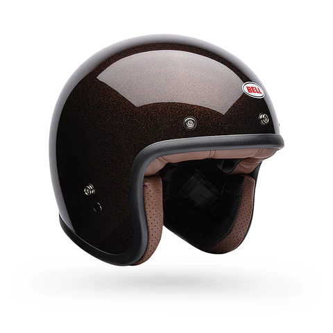 Casco Moto Calle Custom 500 Flake Café Certificado QR Bell