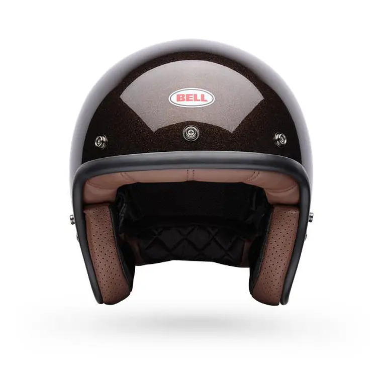 Casco Moto Calle Custom 500 Flake Café Certificado QR Bell 3