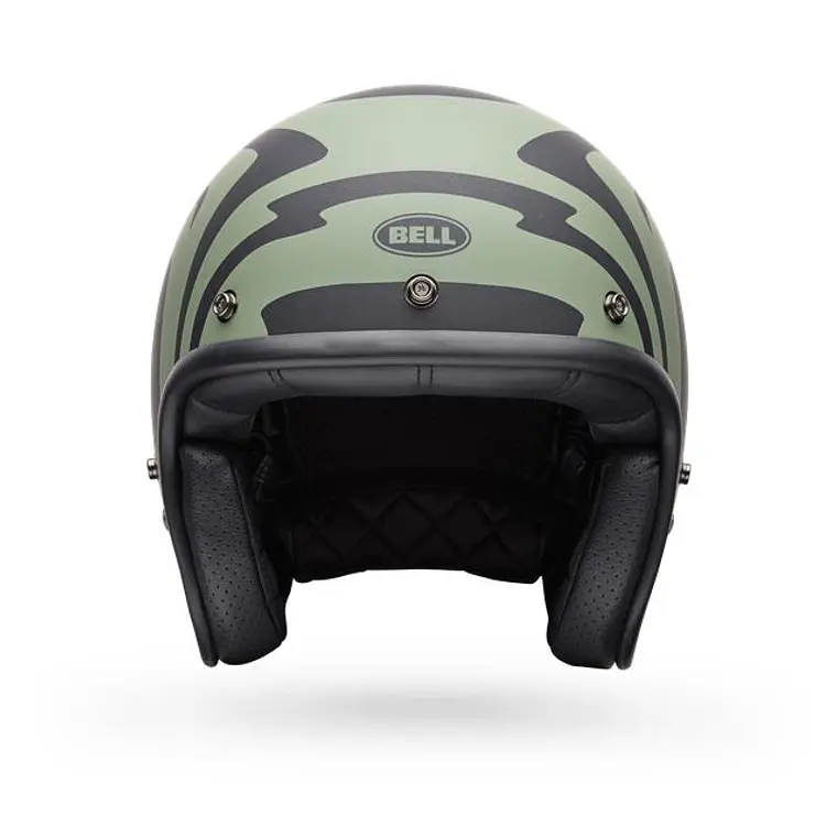 Casco Moto Calle Custom 500 Slap Negro/Verde Certificado QR Bell 3