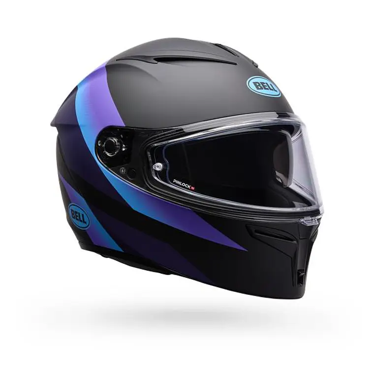 Casco Moto Calle Lithium Passion Negro/Azul Certificado QR Bell 1