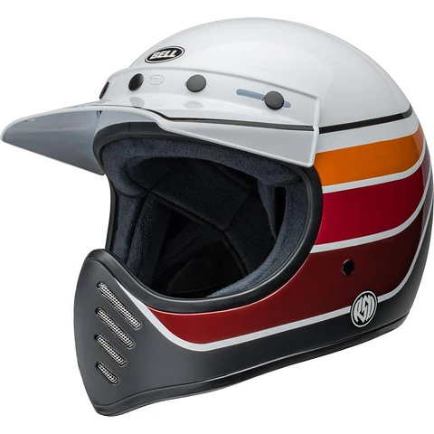 Casco Moto Calle Moto-3 Classic Blanco Naranjo Certificado QR Bell