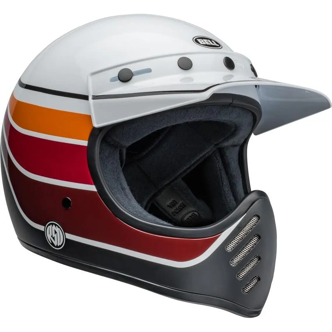 Casco Moto Calle Moto-3 Classic Blanco Naranjo Certificado QR Bell 2