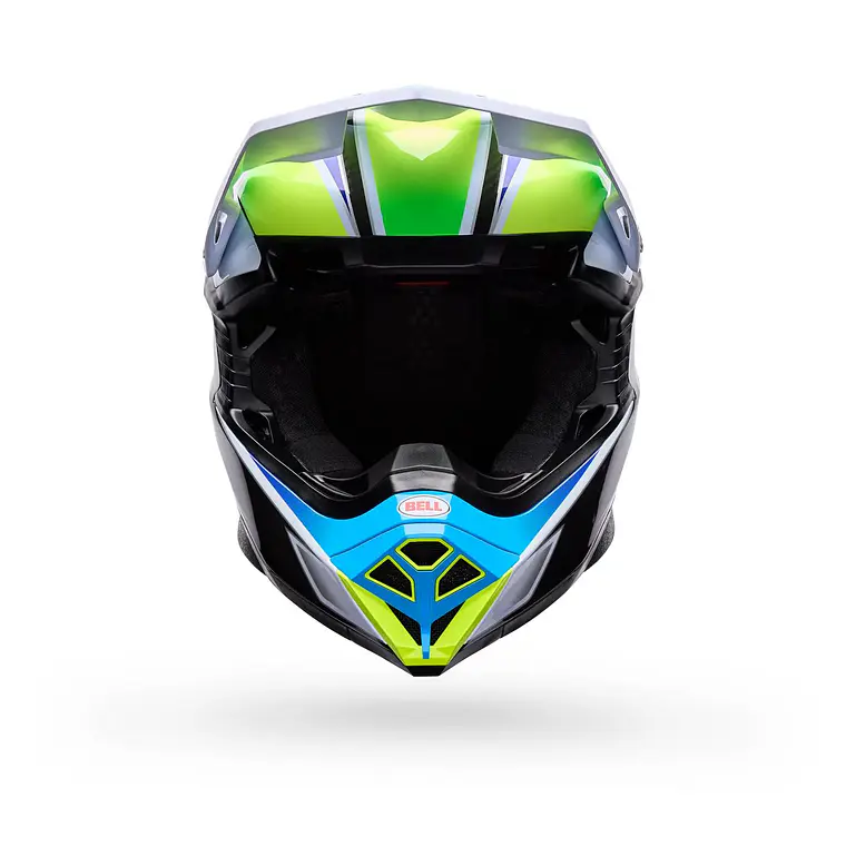 Casco Moto Moto-10 Spherical Grid Blanco/Azul Bell 3