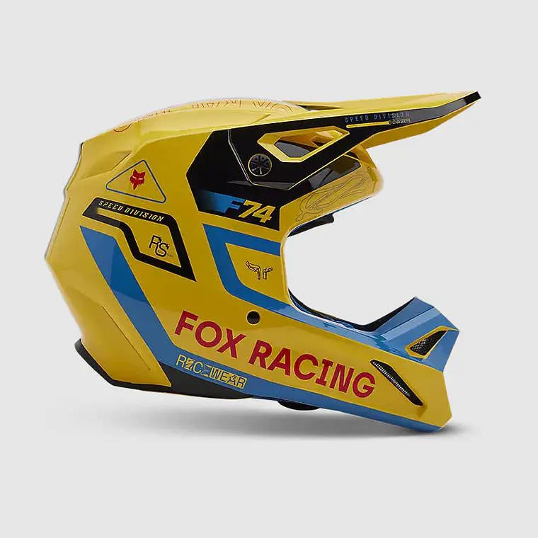 Casco Moto V1 Race Spec Amarillo Fox 2