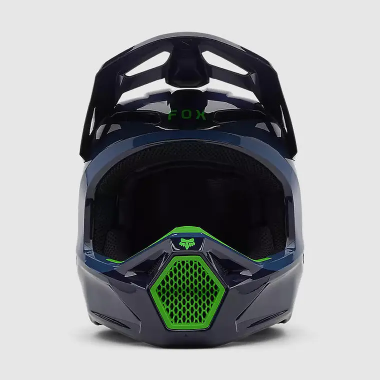 Casco Moto V1 Taunt Azul Marino/Verde Fox 3