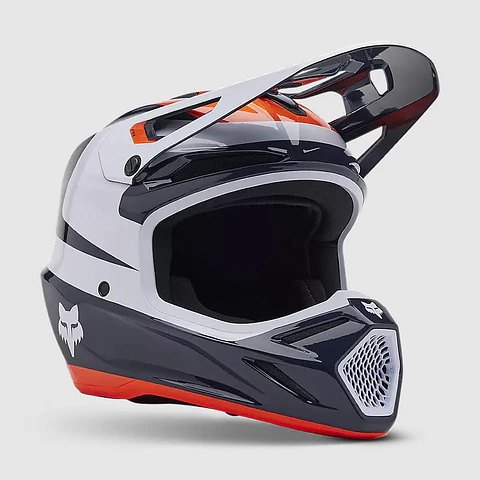 Casco Moto V3 Divider Azul/Blanco Fox