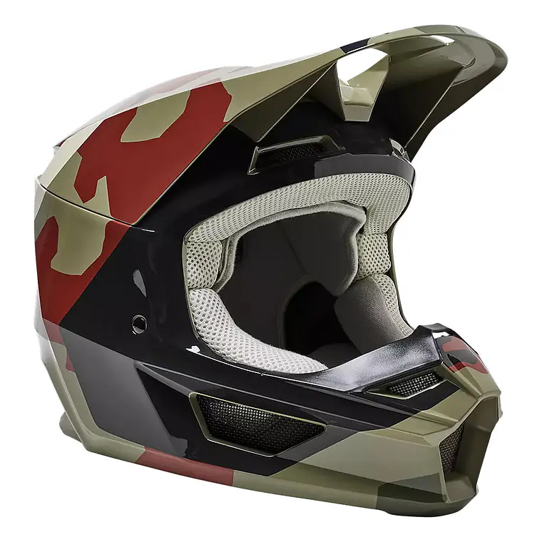 Casco Moto Niño V1 BKNR Camo Verde Fox 1