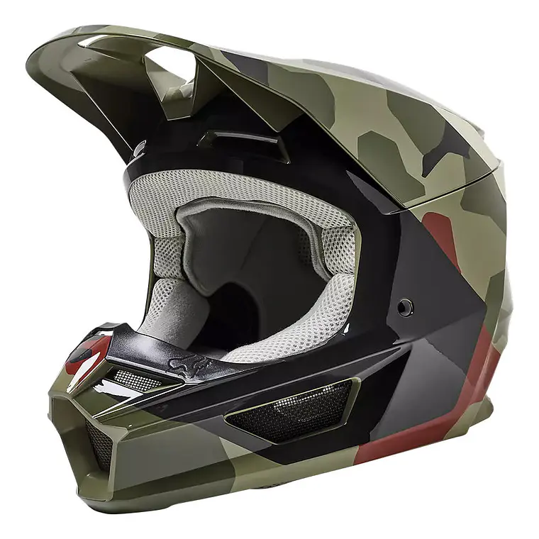 Casco Moto Niño V1 BKNR Camo Verde Fox 2