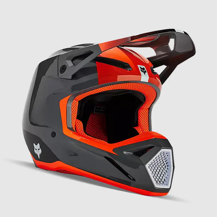 Casco Moto Niño V1 Ballast Gris/Naranjo Fox 1