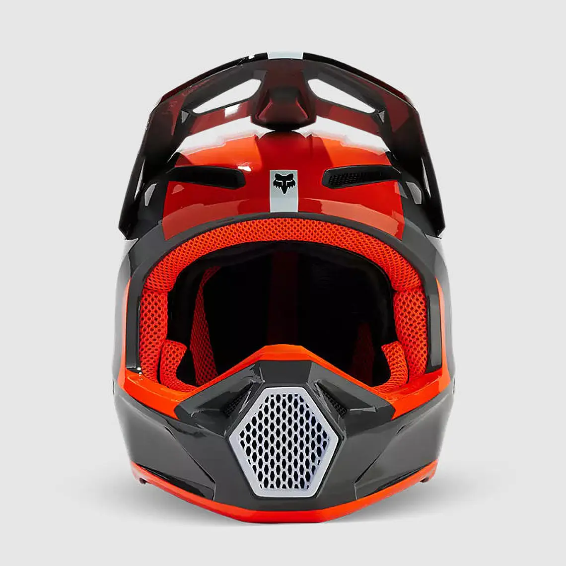 Casco Moto Niño V1 Ballast Gris/Naranjo Fox 3