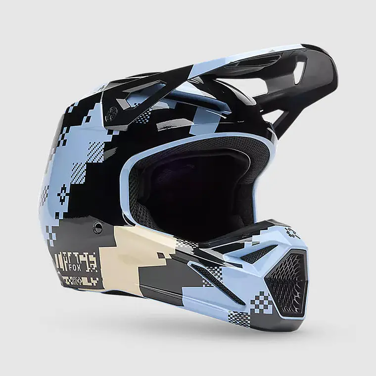 Casco Moto V1 Digi Image Azul Claro Fox 2