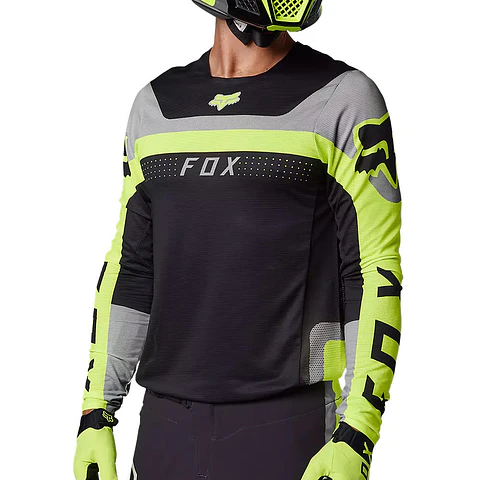 Polera Moto Flexair Efekt Negro/Amarillo/Gris Fox