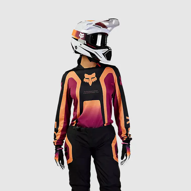 Polera Moto Mujer 180 Ballast Burdeo/Naranjo Fox 4