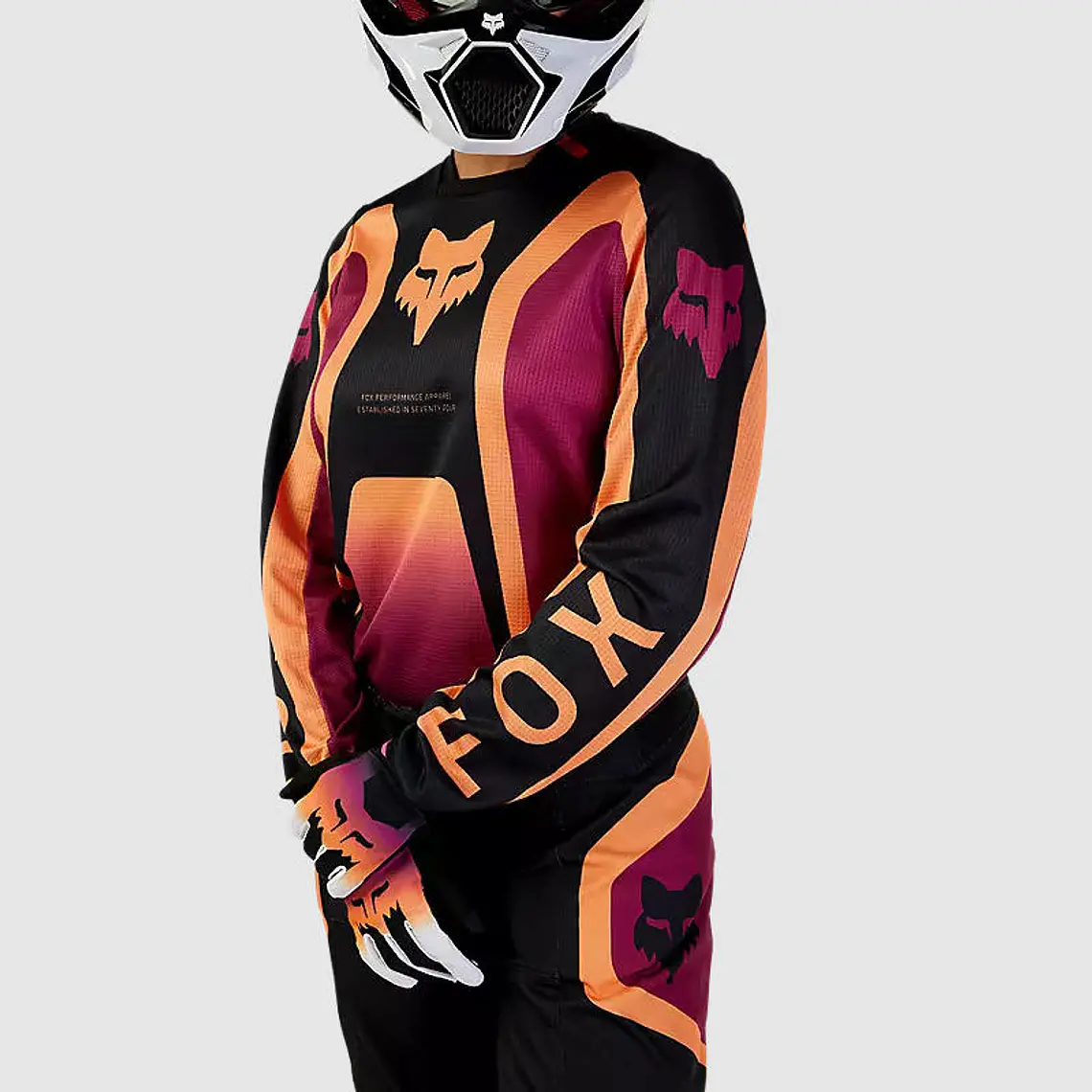 Polera Moto Mujer 180 Ballast Burdeo/Naranjo Fox 5