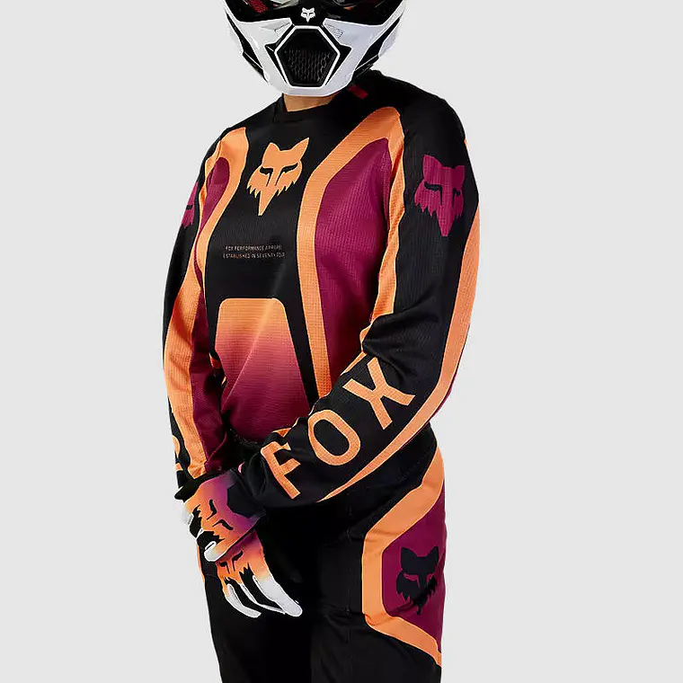 Polera Moto Mujer 180 Ballast Burdeo/Naranjo Fox 5