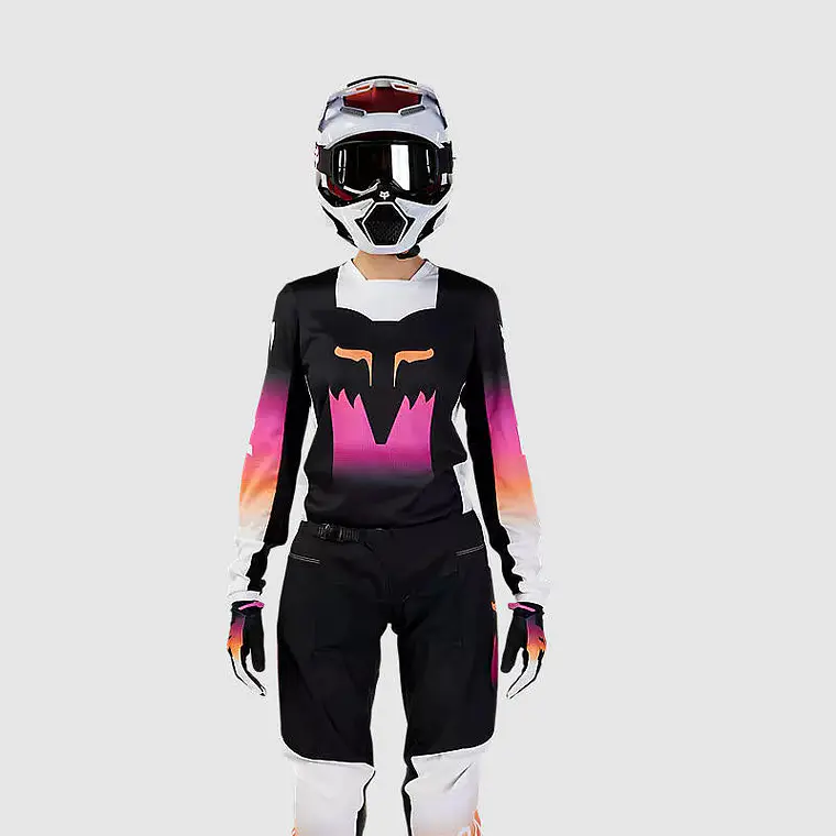 Polera Moto Mujer 180 Flora Negro/Rosado Fox 2