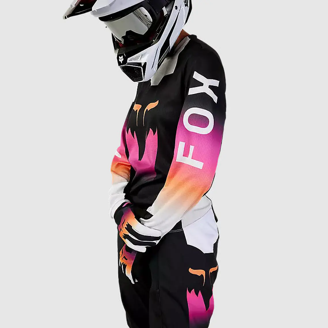 Polera Moto Mujer 180 Flora Negro/Rosado Fox 4