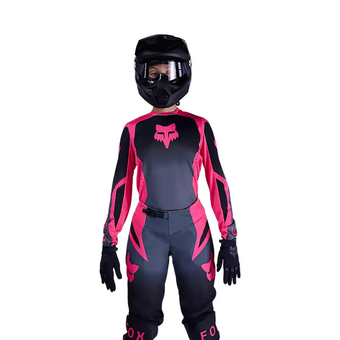 Polera Moto Mujer 180 Shield Negro/Rosado Fox 3