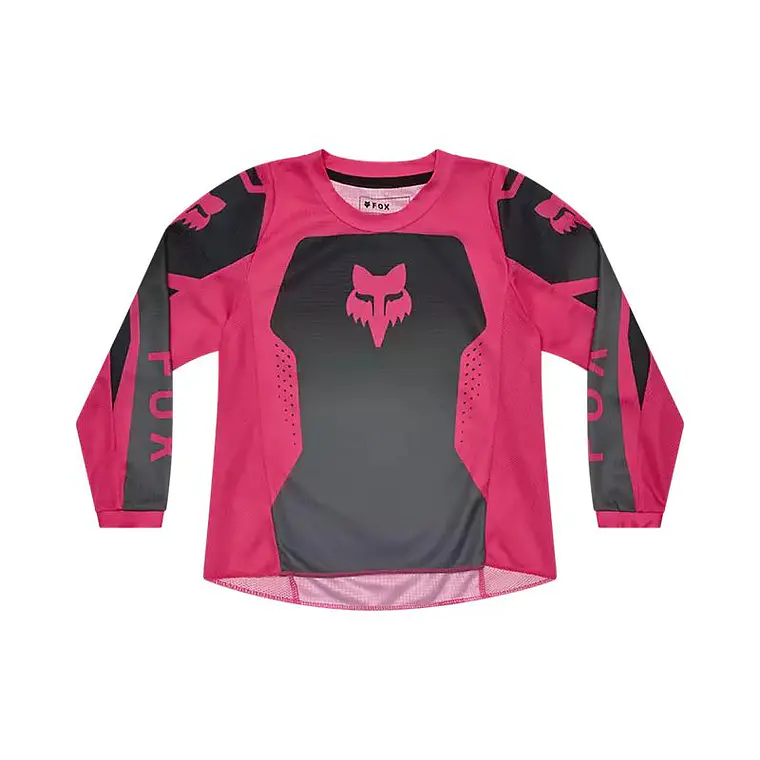 Polera Moto Niño 180 Shield Negro/Rosado Fox 1