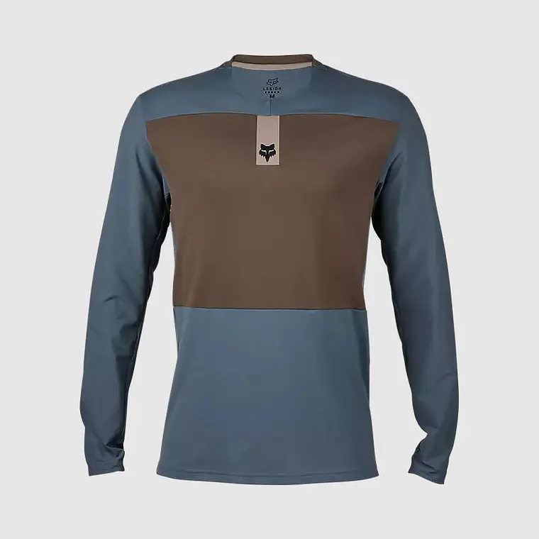 Polera Moto Defend Off Road Manga Larga Azul Acero Fox 1