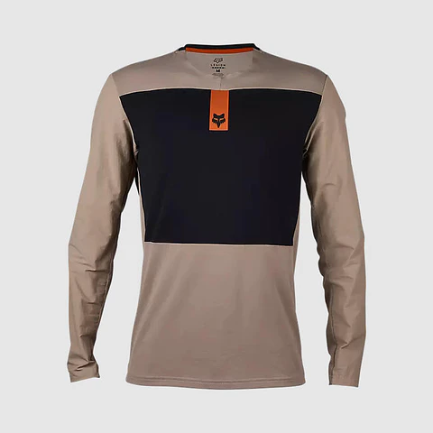 Polera Moto Defend Off Road Manga Larga Cafe Claro Fox