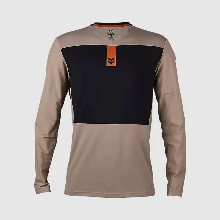 Polera Moto Defend Off Road Manga Larga Cafe Claro Fox 1