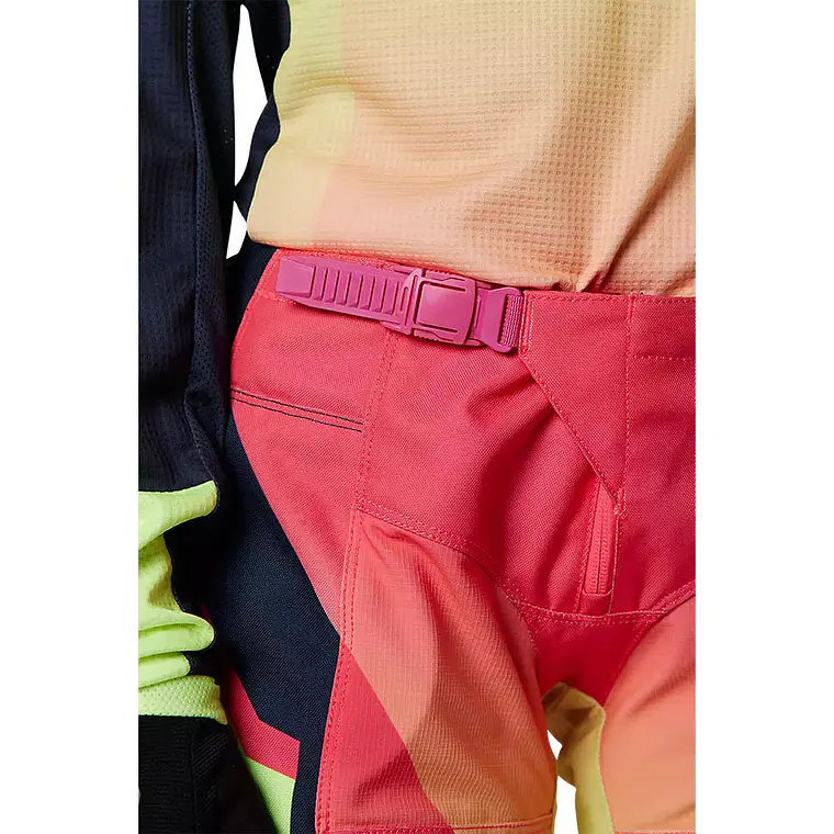 Pantalon Moto Mujer 180 Leed Rosado/Amarillo Fox 4