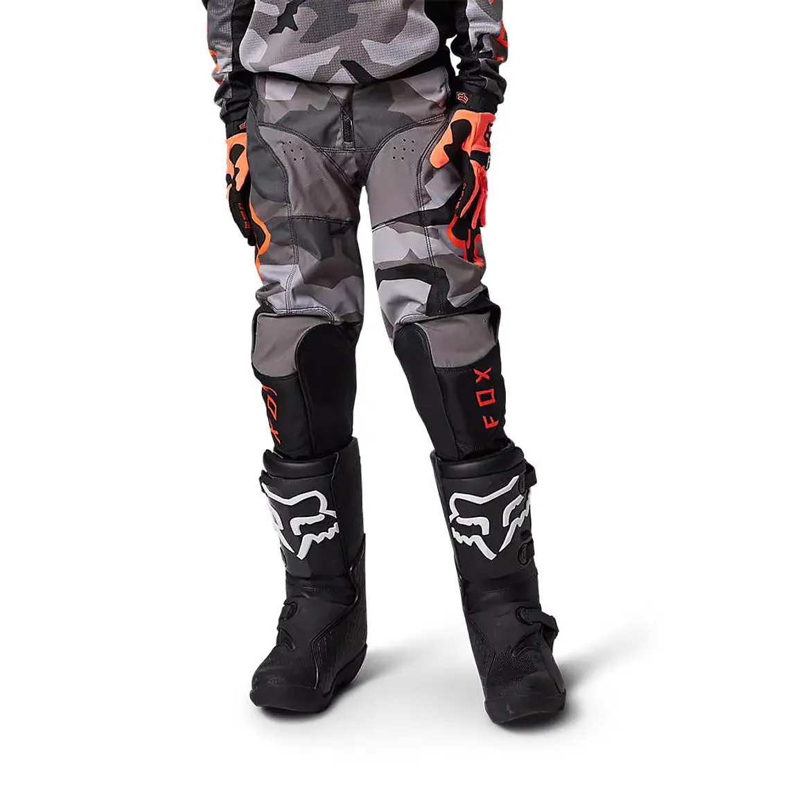Pantalon Moto Niño 180 BKNR Camo Gris/Naranjo Fox 1