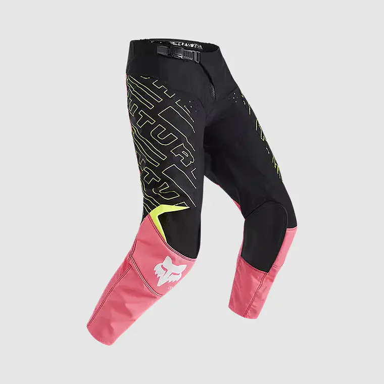 Pantalon Moto Niño 180 Elevated Negro/Rosado Fox 1
