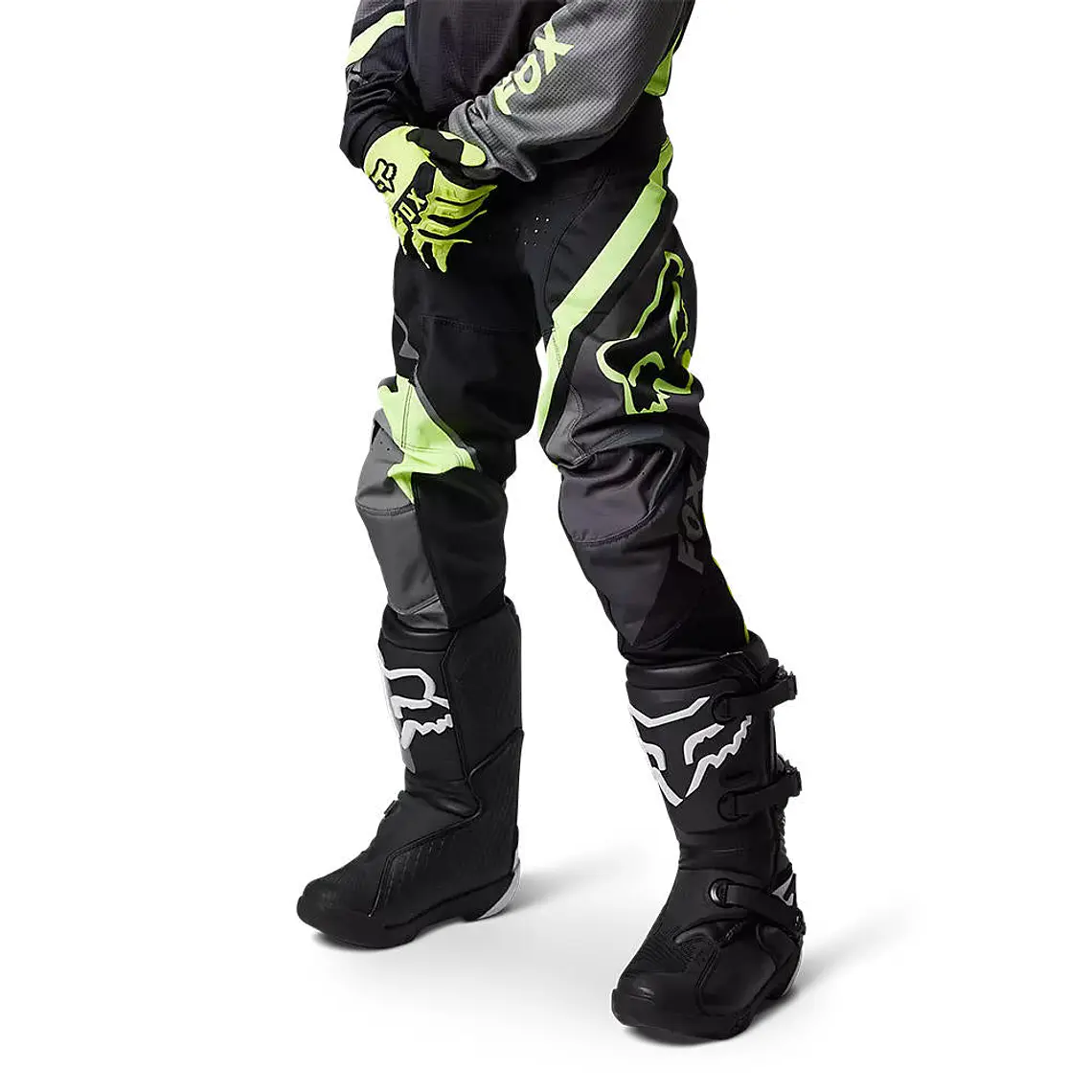Pantalon Moto Niño Xpozr Negro/Amarillo Fox 2