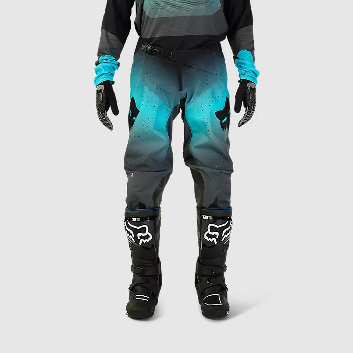 Pantalon Moto 360 Revise Negro/Celeste Fox 3