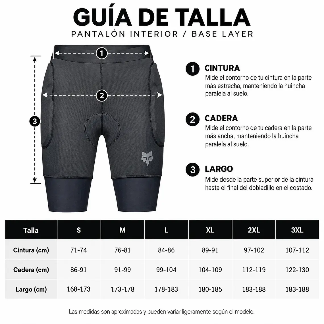 Pantalon Moto Short Interior Titan Race Negro Fox 3