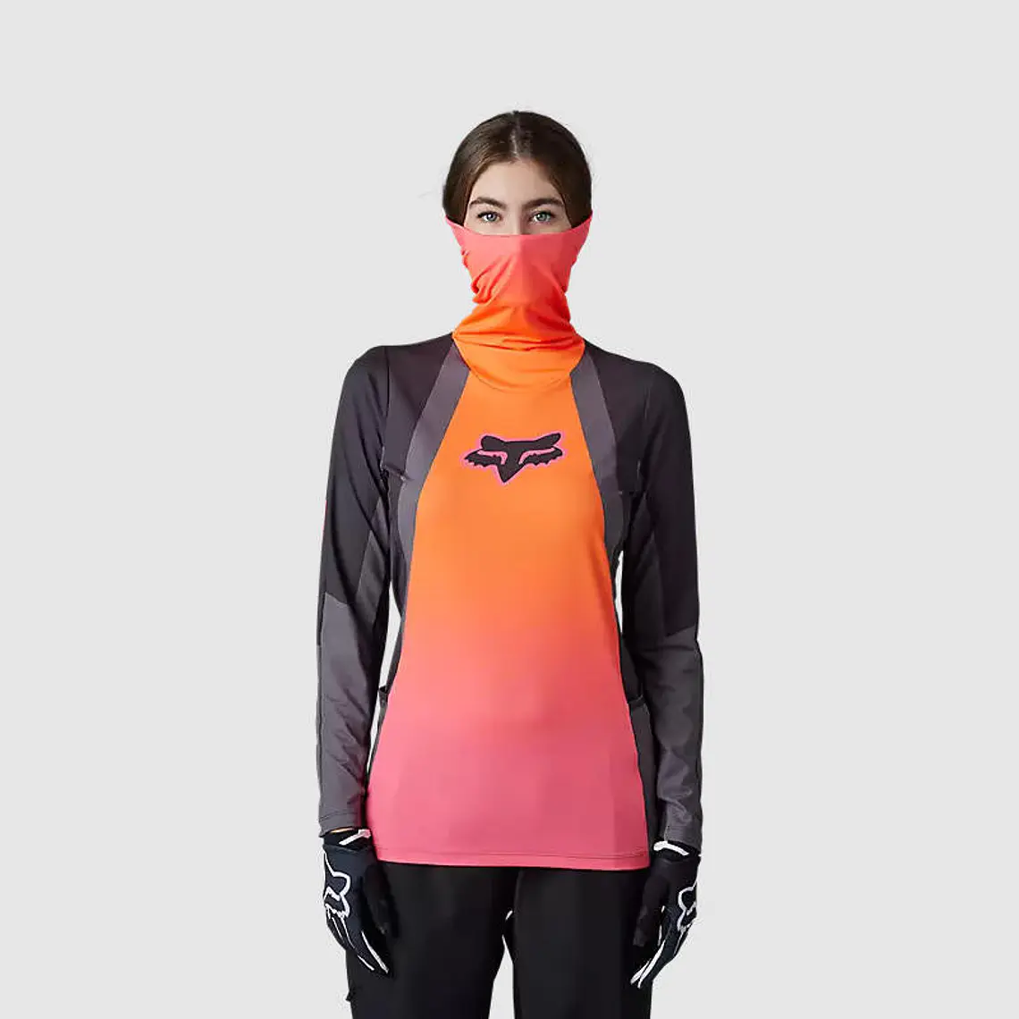 Polera Moto Mujer Ranger Drive Krux SXS Con Cuello Naranjo Fox 1