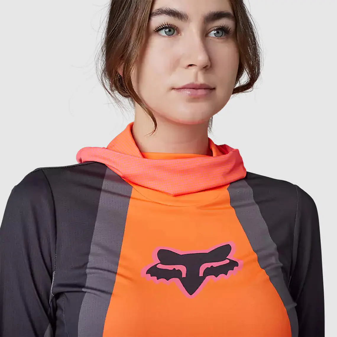 Polera Moto Mujer Ranger Drive Krux SXS Con Cuello Naranjo Fox 3