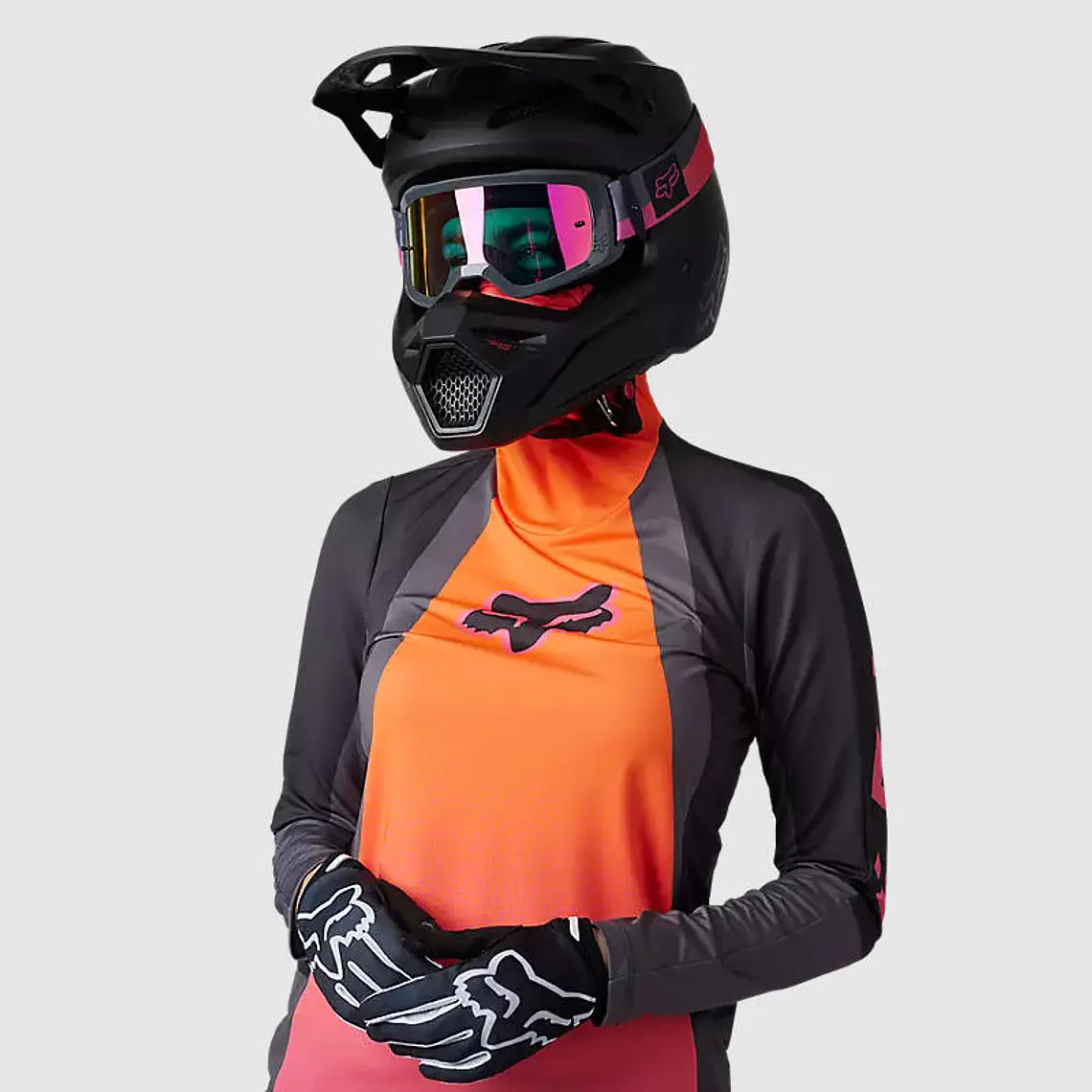 Polera Moto Mujer Ranger Drive Krux SXS Con Cuello Naranjo Fox 7