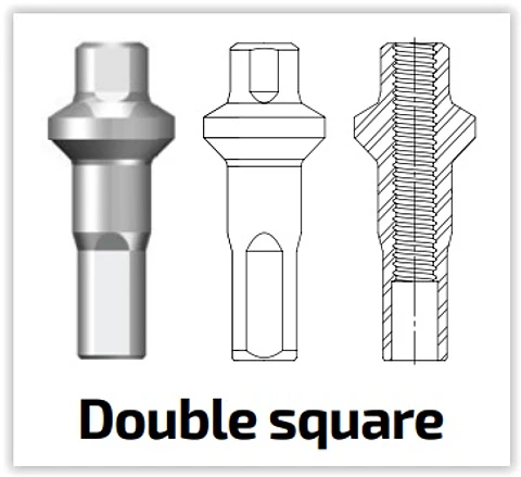 Sapim Niple Double Square Polyax bronce 14g/16mm plateado (100 u)