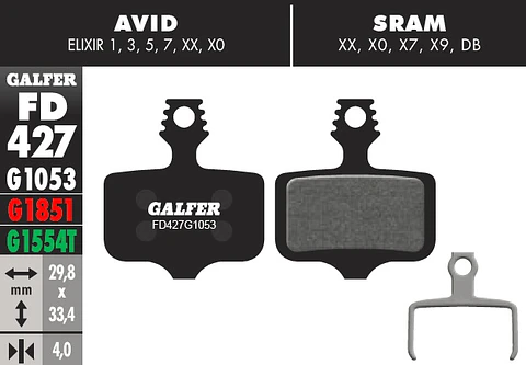Galfer Pastillas Sram XX, X0, X7, X9, DB, Level, T, TL, Red/Rival/Force AXS
