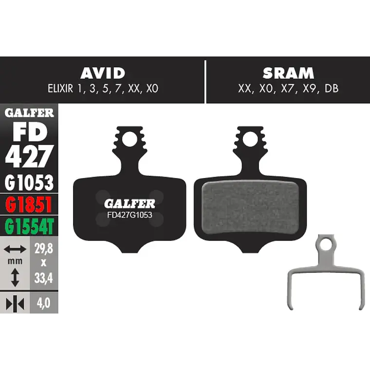 Galfer Pastillas Sram XX, X0, X7, X9, DB, Level, T, TL, Red/Rival/Force AXS 1