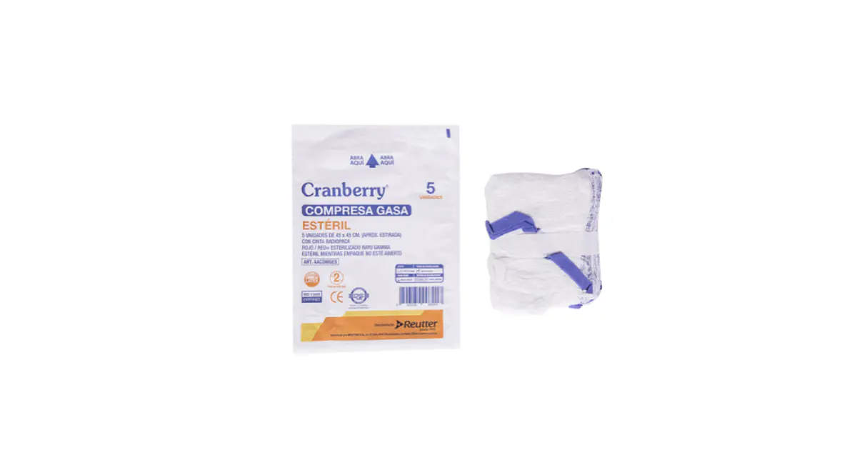 COMPRESA GASA 45X45 CMS ESTERIL 5 UNIDADES