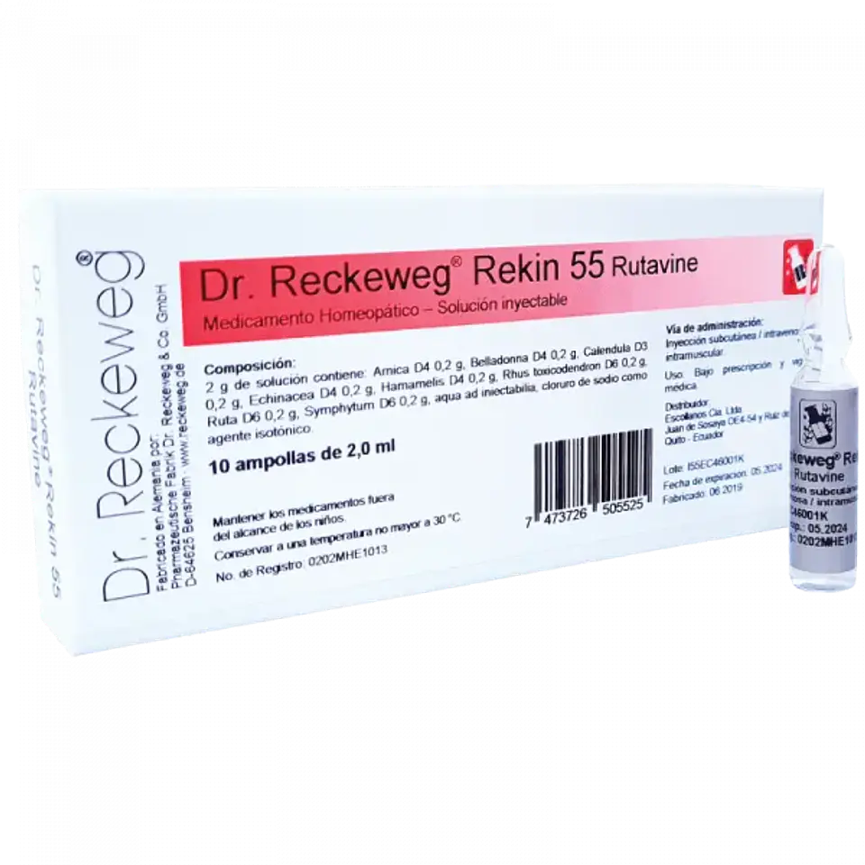 DR RECKEWEG R55 RUTAVINE SOLUCION INYECTABLE x 10 AMPOLLAS 1