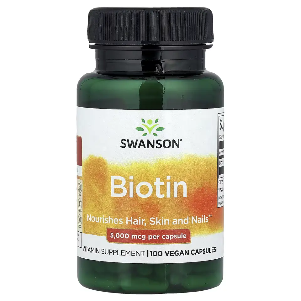 SWANSON BIOTIN (BIOTINA) 5000 MCG x 100 CAPSULAS VEGANAS 1