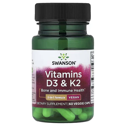 SWANSON VITAMINA D3 + K2 x 60 CAPSULAS