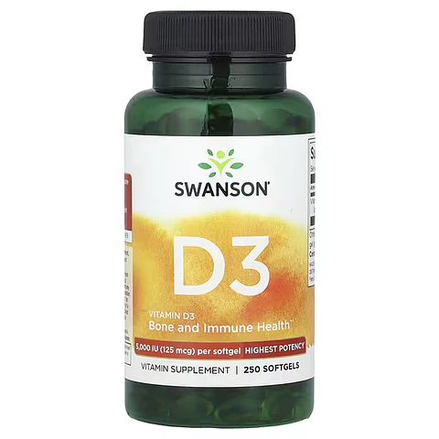 SWANSON VITAMINA D3 5000 UI 125 MCG x 250 CAPSULAS