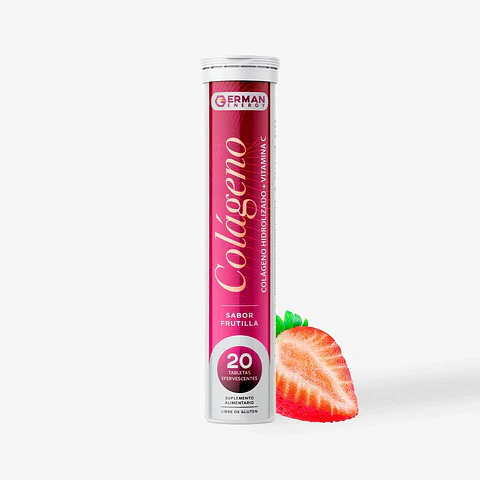 COLAGENO MARINO HIDROLIZADO + VITAMINA C SABOR FRUTILLA x 20 TABLETAS EFERVECENTES